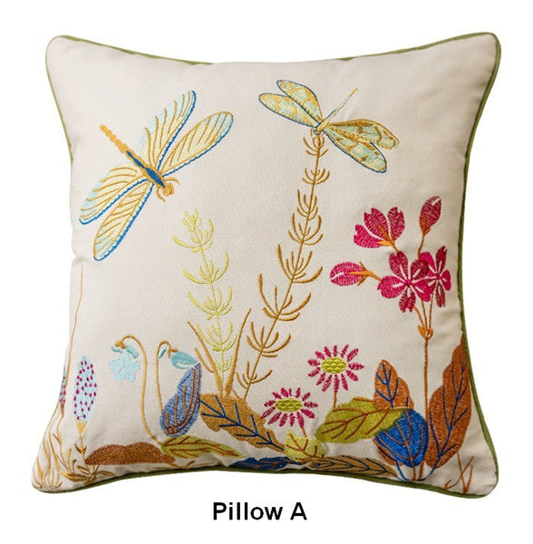 Decorative Throw Pillows for Living Room, Decorative Sofa Pillows, Butterfly Dragonfly Cotton and linen Pillow Cover, Modern Decorative Pillows for Couch-artworkcanvas