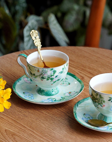 Elegant Coffee Cup, Porcelain Tea Saucer, Ceramic Tea Cup Set, Luxury Tea Cup Set, British Tea Cup Set-artworkcanvas