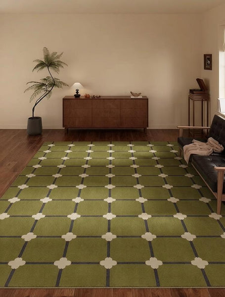 Minimalist Geometric Rugs for Living Room, Green Absract Rugs for Bedroom, Living Room Contemporary Modern Rugs, Mid Century Modern Rugs-artworkcanvas