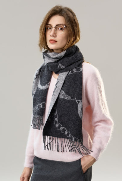 Holiday Women Scarf, Christmas Gifts for Her, Modern Wool Scarf, Warm Winter Scarf, Cold Weather Scarf, Fashion Scarf, Soft Cashmere Scarf for Girls, Elegant Designer Scarf-artworkcanvas