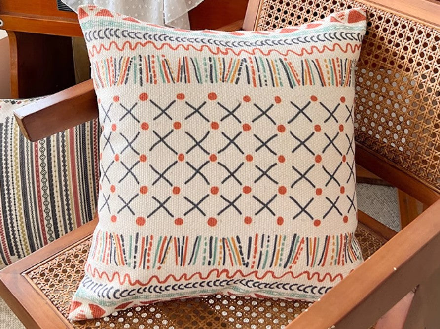 Geometric Modern Pillow Covers, Oriental Square Pillows for Couch, Decorative Throw Pillows for Dining Room, Bohemian Decorative Sofa Pillows-artworkcanvas