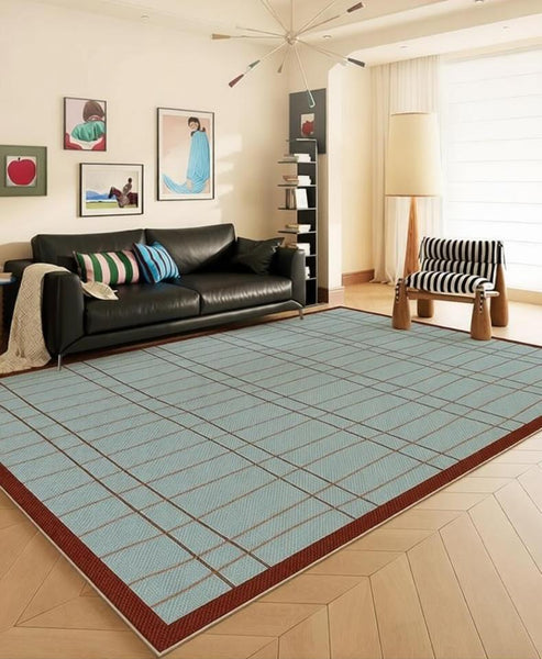 Modern Living Room Rug Ideas, Mid Century Contemporary Rugs, Geometric Modern Area Rugs, Blue Modern Rugs for Dining Room-artworkcanvas