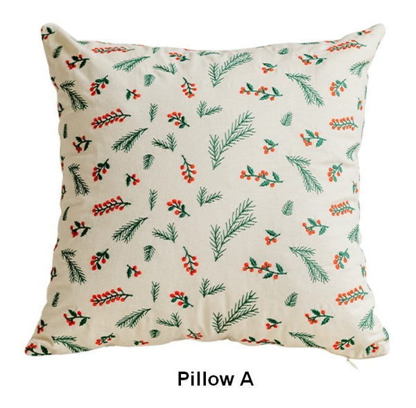 Embroider Flower Cotton Pillow Covers, Spring Flower Decorative Pillows for Bedroom, Decorative Pillows for Couch, Farmhouse Decorative Pillows for Sofa-artworkcanvas