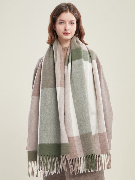 Wool Scarf for Women, Plaid Winter Shawl, Soft Wool Scarf for women, Christmas Holiday Gift, Evening Wrap, Large Winter Shawl, Elegant Shawl, Warm Cape, Winter Scarves-artworkcanvas