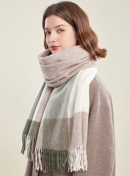 Wool Scarf for Women, Plaid Winter Shawl, Soft Wool Scarf for women, Christmas Holiday Gift, Evening Wrap, Large Winter Shawl, Elegant Shawl, Warm Cape, Winter Scarves-artworkcanvas