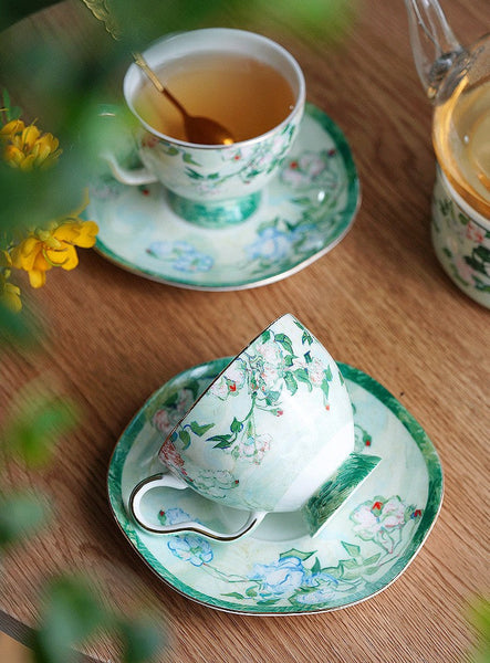 Luxury Tea Cup Set, Elegant Coffee Cup, Porcelain Tea Saucer, Ceramic Tea Cup Set, British Tea Cup Set-artworkcanvas