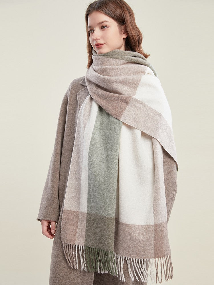 Wool Scarf for Women, Plaid Winter Shawl, Soft Wool Scarf for women, Christmas Holiday Gift, Evening Wrap, Large Winter Shawl, Elegant Shawl, Warm Cape, Winter Scarves-artworkcanvas