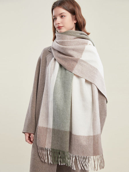 Wool Scarf for Women, Plaid Winter Shawl, Soft Wool Scarf for women, Christmas Holiday Gift, Evening Wrap, Large Winter Shawl, Elegant Shawl, Warm Cape, Winter Scarves-artworkcanvas