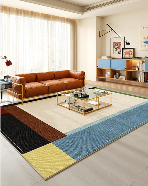Modern Living Room Rug Ideas, Geometric Contemporary Area Rugs, Mid Century Modern Rugs, Colorful Modern Rugs for Bedroom-artworkcanvas