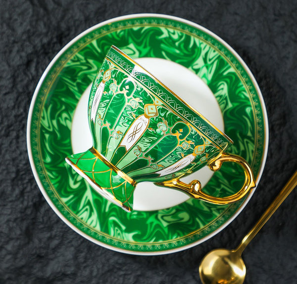 Beautiful British Tea Cup with Saucer, 8 oz Creative Porcelain Tea Cup and Saucer Set of 2 Cups, Elegant Ceramic Coffee Cups, Unique Tea Cup and Saucer in Gift Box as Birthday Gift-artworkcanvas