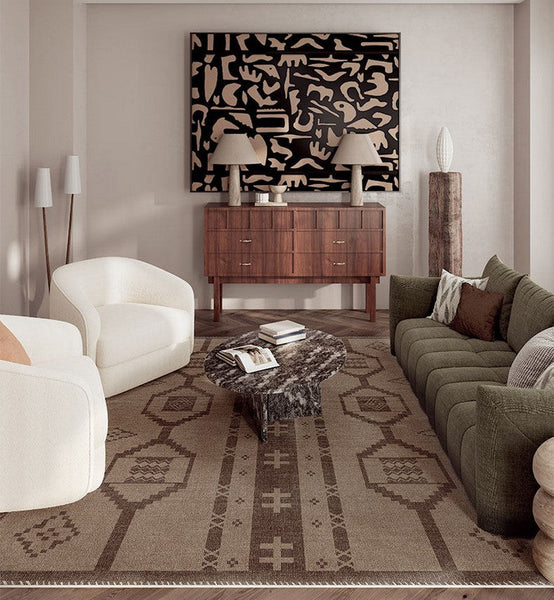 Large Contemporary Area Rugs for Dining Room, Modern Rugs for Living Room, Mid Century Area Rugs for Bedroom-artworkcanvas