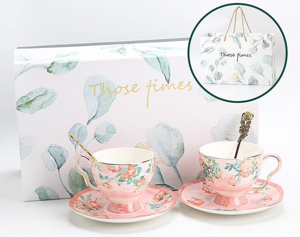 Porcelain Tea cups, British Tea Cup Set, Afternoon Tea Cup with Saucer Set, Elegant Coffee Cup, Porcelain Coffee Cups, Coffee Cup in Gift Box, Vintage Tea Cup Set-artworkcanvas