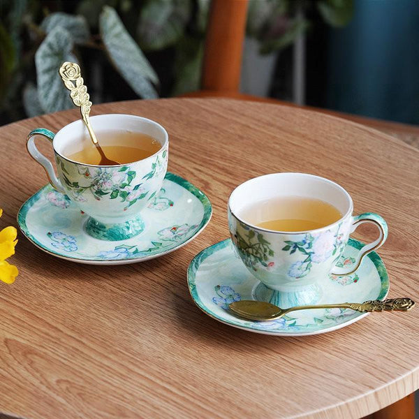 Luxury Tea Cup Set, Elegant Coffee Cup, Porcelain Tea Saucer, Ceramic Tea Cup Set, British Tea Cup Set-artworkcanvas
