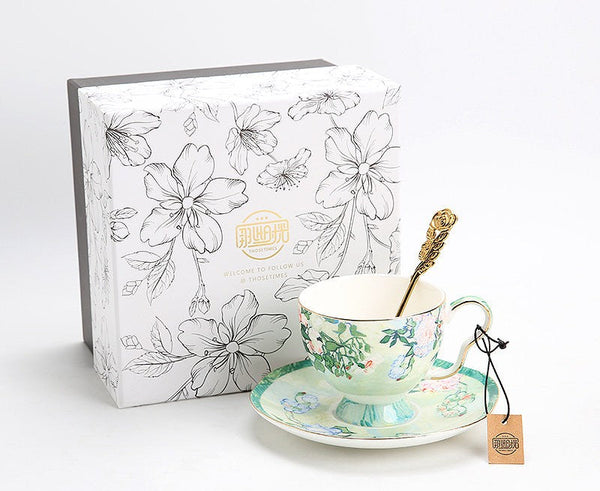 Elegant Coffee Cup, Porcelain Tea Saucer, Ceramic Tea Cup Set, Luxury Tea Cup Set, British Tea Cup Set-artworkcanvas