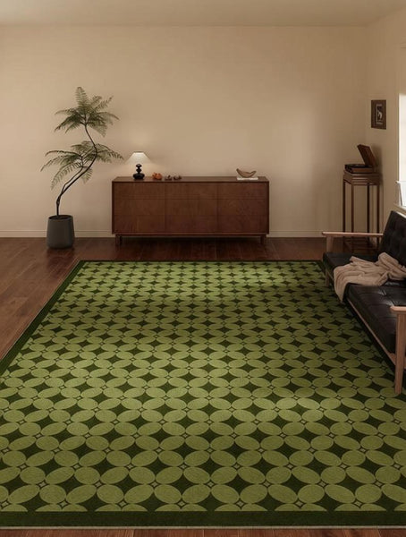 Mid Century Modern Rugs, Green Absract Rugs for Bedroom, Contemporary Modern Rugs for Living Room, Minimalist Geometric Rugs for Living Room-artworkcanvas