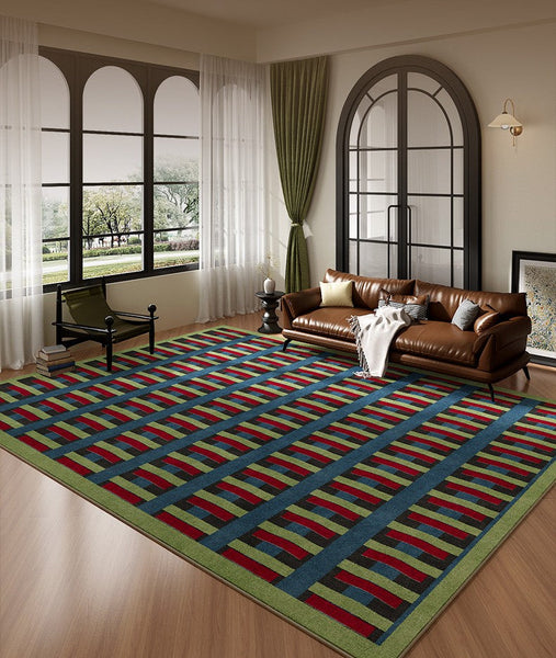 Colorful Absract Rugs for Bedroom, Minimalist Geometric Rugs for Living Room, Mid Century Modern Rugs, Contemporary Modern Rugs for Living Room-artworkcanvas