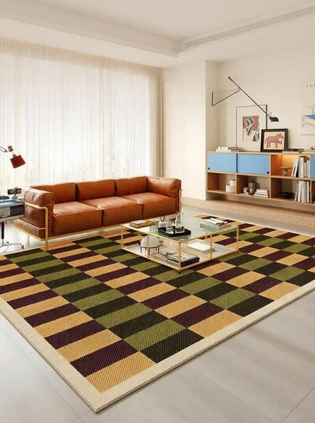 Mid Century Modern Rugs, Colorful Modern Rugs for Bedroom, Modern Living Room Rug Ideas, Geometric Contemporary Area Rugs-artworkcanvas