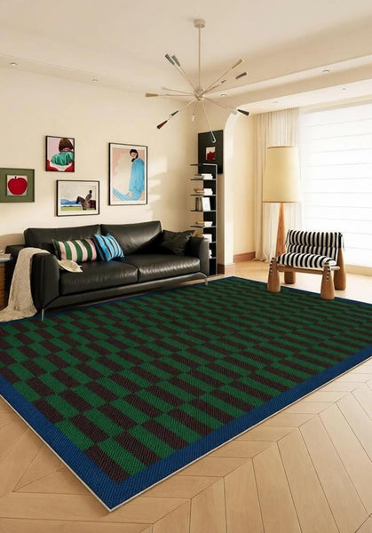 Modern Living Room Rug Ideas, Geometric Contemporary Area Rugs, Green Mid Century Modern Rugs, Colorful Modern Rugs for Dining Room-artworkcanvas