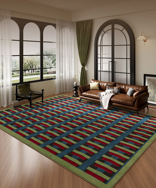 Colorful Absract Rugs for Bedroom, Minimalist Geometric Rugs for Living Room, Mid Century Modern Rugs, Contemporary Modern Rugs for Living Room-artworkcanvas
