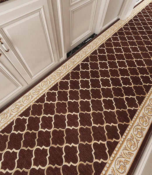 Modern Extra Long Hallway Runners, Stain-resistant Non Slip Kitchen Runner Rugs, Easy Care Entryway Brown Runner Rugs, Long Narrow Runner Rugs, Entrance Hallway Runners, Hallway Runners-artworkcanvas