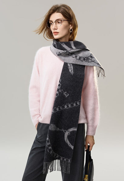 Holiday Women Scarf, Christmas Gifts for Her, Modern Wool Scarf, Warm Winter Scarf, Cold Weather Scarf, Fashion Scarf, Soft Cashmere Scarf for Girls, Elegant Designer Scarf-artworkcanvas