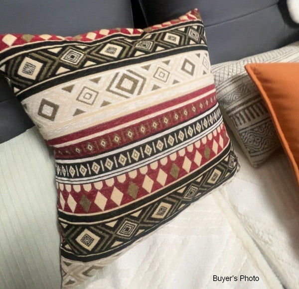 Geometric Pattern Chenille Throw Pillow for Couch, Bohemian Decorative Sofa Pillows, Extra Large Decorative Throw Pillows, Modern Sofa Pillows-artworkcanvas