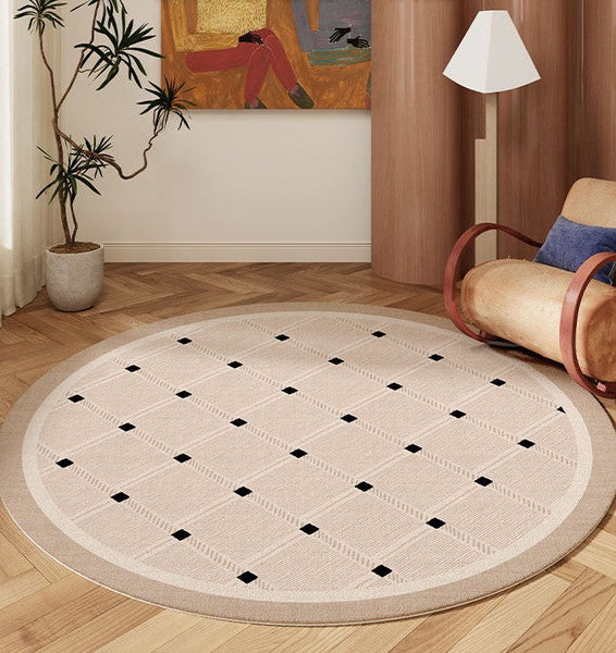 Bedroom Circular Modern Rugs, Mid Century Modern Rugs under Chairs, Geometric Round Rugs for Dining Room, Contemporary Modern Rugs-artworkcanvas