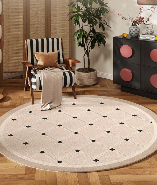Bedroom Circular Modern Rugs, Mid Century Modern Rugs under Chairs, Geometric Round Rugs for Dining Room, Contemporary Modern Rugs-artworkcanvas