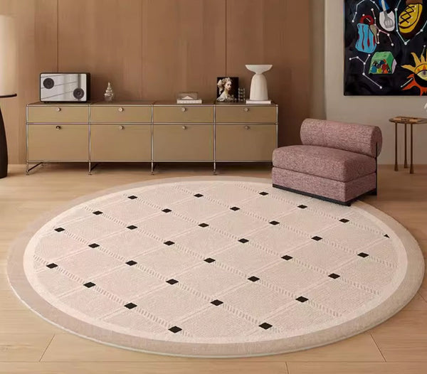 Bedroom Circular Modern Rugs, Mid Century Modern Rugs under Chairs, Geometric Round Rugs for Dining Room, Contemporary Modern Rugs-artworkcanvas
