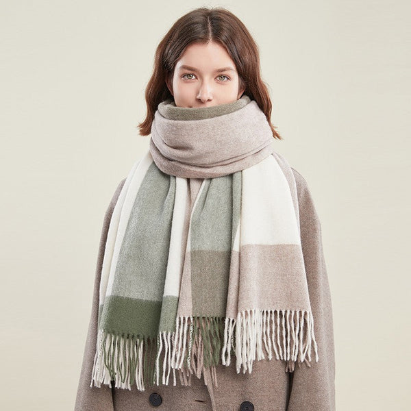 Wool Scarf for Women, Plaid Winter Shawl, Soft Wool Scarf for women, Christmas Holiday Gift, Evening Wrap, Large Winter Shawl, Elegant Shawl, Warm Cape, Winter Scarves-artworkcanvas