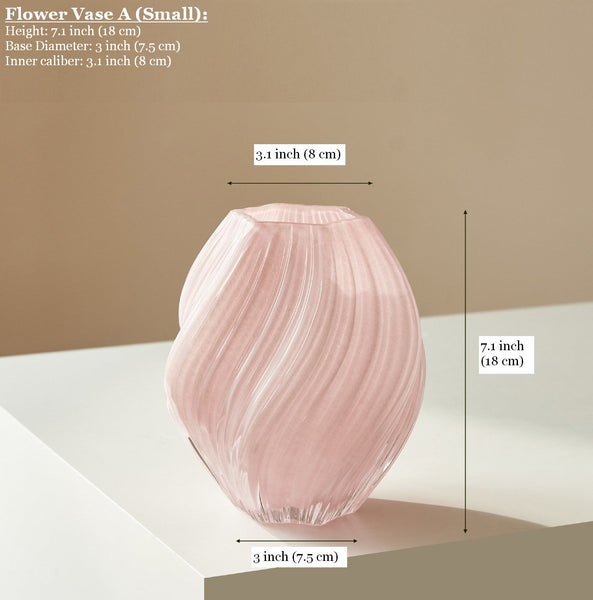 Handmade Contemporary Glass Vases, Mid Century Pink Vases for Flowers, Modern Vases for Living Room, Unique Decorative Glass Vase, Centerpiece Vases on Table-artworkcanvas