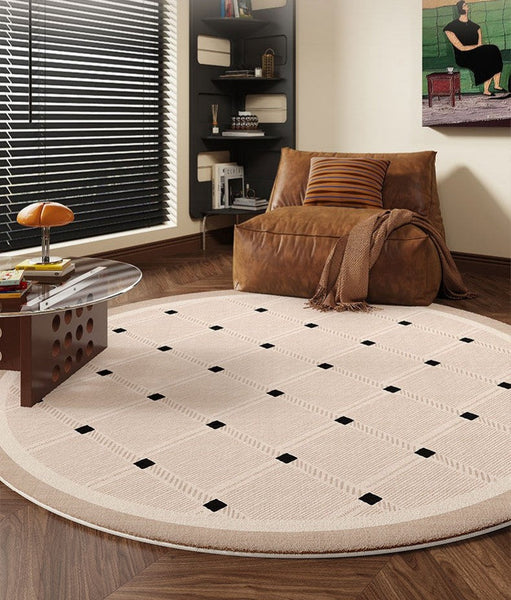 Bedroom Circular Modern Rugs, Mid Century Modern Rugs under Chairs, Geometric Round Rugs for Dining Room, Contemporary Modern Rugs-artworkcanvas