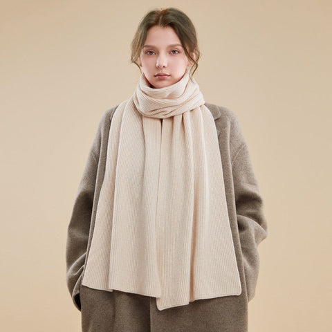 Beige Winter Scarf, Fashion Designer Scarf, Cold Weather Scarf, Cashmere Scarf for Women, Casual Scarf for Women, Modern Wool Scarf for Women-artworkcanvas