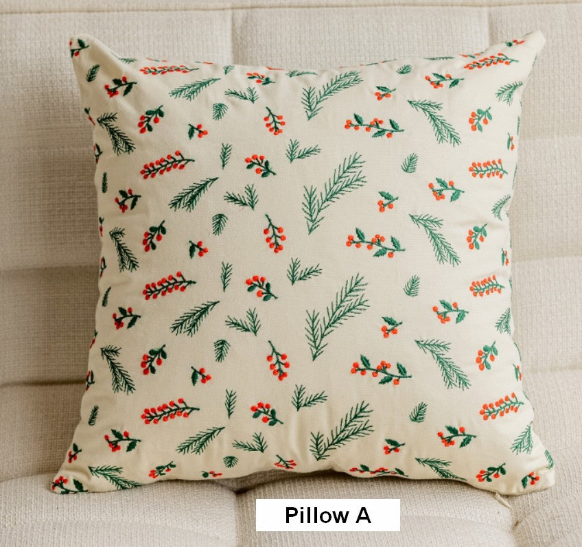 Decorative Pillows for Couch, Farmhouse Decorative Pillows for Sofa, Embroider Flower Cotton Pillow Covers, Spring Flower Decorative Pillows for Bedroom-artworkcanvas