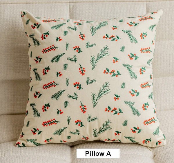 Decorative Pillows for Couch, Farmhouse Decorative Pillows for Sofa, Embroider Flower Cotton Pillow Covers, Spring Flower Decorative Pillows for Bedroom-artworkcanvas