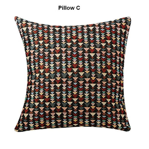 Geometric Pattern Chenille Throw Pillow for Couch, Bohemian Decorative Sofa Pillows, Decorative Throw Pillows for Living Room-artworkcanvas