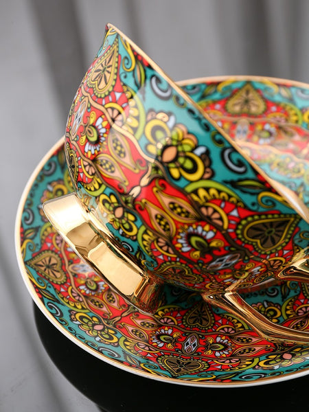 Royal Porcelain Tea Cup Saucer Set, Elegant British Ceramic Coffee Cups, Unique British Tea Cup and Saucer in Gift Box-artworkcanvas