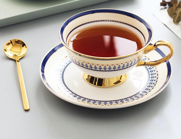Porcelain Coffee Cups, Latte Coffee Cups, British Tea Cups, Tea Cup and Saucer, Coffee Cups with Gold Trim and Gift Box-artworkcanvas