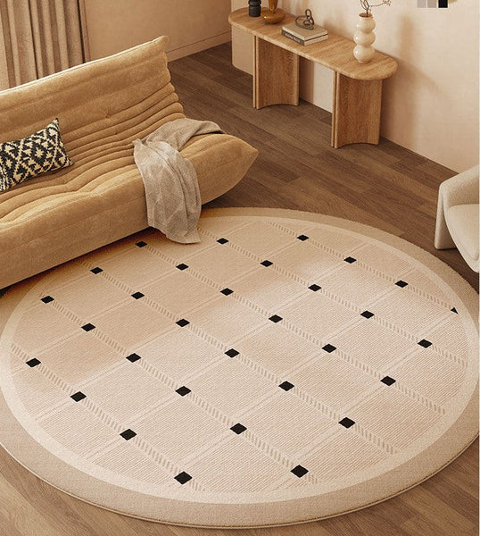 Bedroom Circular Modern Rugs, Mid Century Modern Rugs under Chairs, Geometric Round Rugs for Dining Room, Contemporary Modern Rugs-artworkcanvas