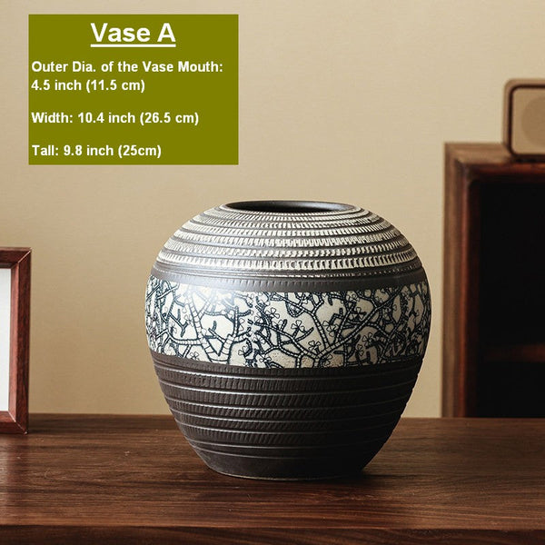 Large Pottery Flower Vases Urn, Centerpiece on Dining Table, Flower Vase on Table, Handmade Water Holding Flower Vases, Modern Bouquet Vases-artworkcanvas