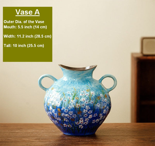 Centerpiece on Dining Table, Handmade Water Holding Flower Vases, Large Flower Vases on Table, Modern Pottery Flower Vases, Pottery Bud Vases-artworkcanvas