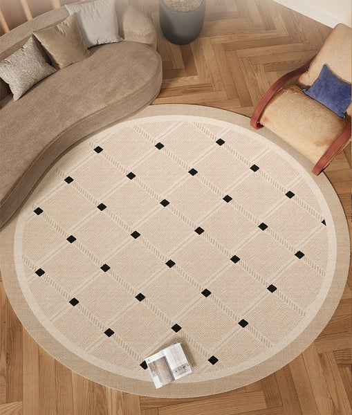 Bedroom Circular Modern Rugs, Mid Century Modern Rugs under Chairs, Geometric Round Rugs for Dining Room, Contemporary Modern Rugs-artworkcanvas