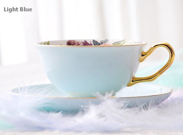 Royal Porcelain Tea Cup Saucer Set, Elegant Flower Pattern Ceramic Coffee Cups, Beautiful British Tea Cups, Unique Traditional Afternoon Tea Cup and Saucer in Gift Box-artworkcanvas
