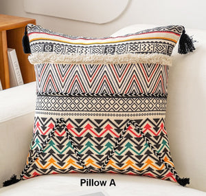 Geometric Modern Pillows, Decorative Throw Pillows for Living Room, Bohemian Decorative Sofa Pillows, Oriental Square Pillows for Couch-artworkcanvas