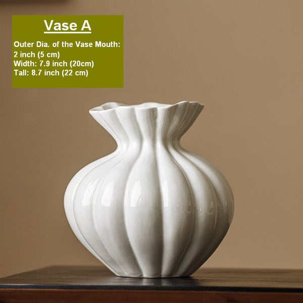 Modern Flower Vase Centerpiece on Table, Handmade Water Holding Flower Vases, Porcelain Flower Vases, Ceramic Bouquet Vases-artworkcanvas