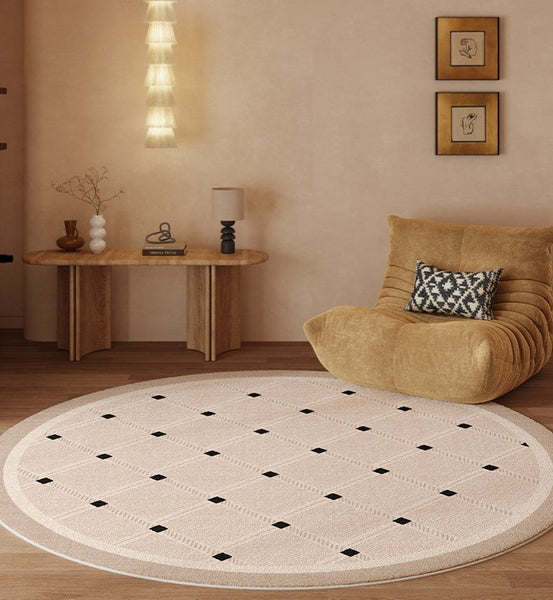 Bedroom Circular Modern Rugs, Mid Century Modern Rugs under Chairs, Geometric Round Rugs for Dining Room, Contemporary Modern Rugs-artworkcanvas