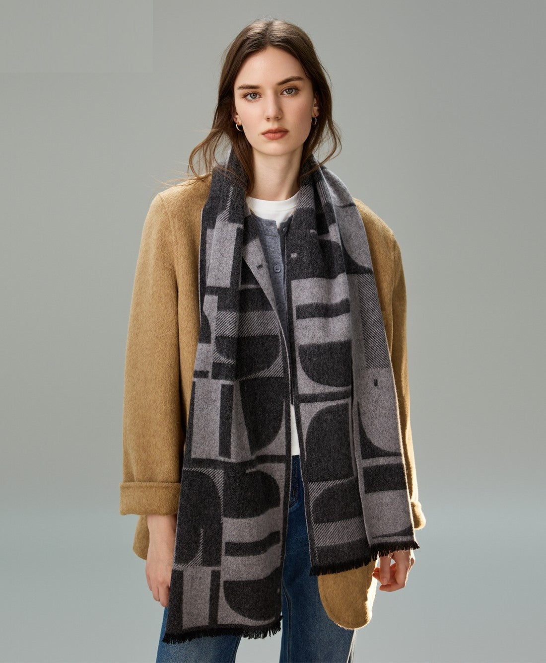 Soft Cashmere Scarf for Women, Casual Scarf for Women, Modern Wool Scarf for Women, Fashion Designer Scarf, Cold Weather Scarf, Winter Scarf-artworkcanvas