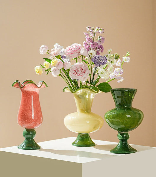Unique Modern Glass Vase, Contemporary Vase for Modern Home Decor, Modern Glass Flower Vases, Handmade Liuli Vases, Centerpiece Vases on Table-artworkcanvas