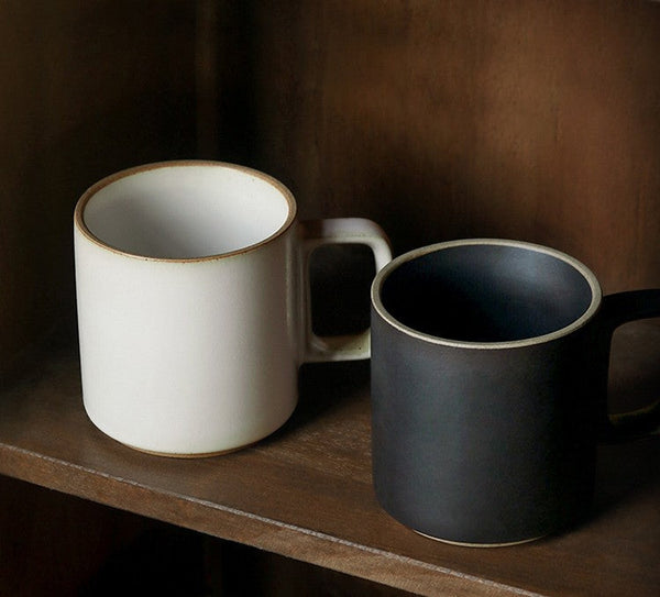 Modern Handmade Pottery Coffee Cup, Large Capacity Coffee Mugs, Unique Tea Cup, Creative White Black Ceramic Coffee Mugs-artworkcanvas