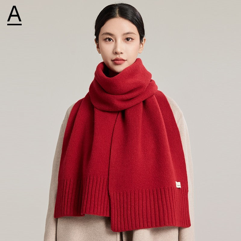 Casual Scarf for Women, Cold Weather Scarf, Fashion Designer Scarf, Red Winter Scarf, Modern Wool Scarf for Women, Soft Cashmere Scarf for Women-artworkcanvas